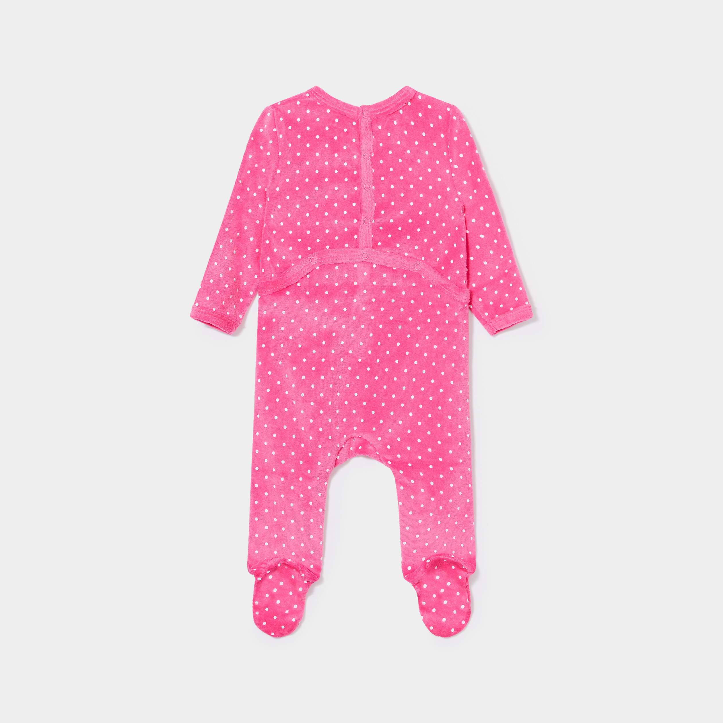 Dors-bien velours manches longues rose fushia bébé fille | La Halle