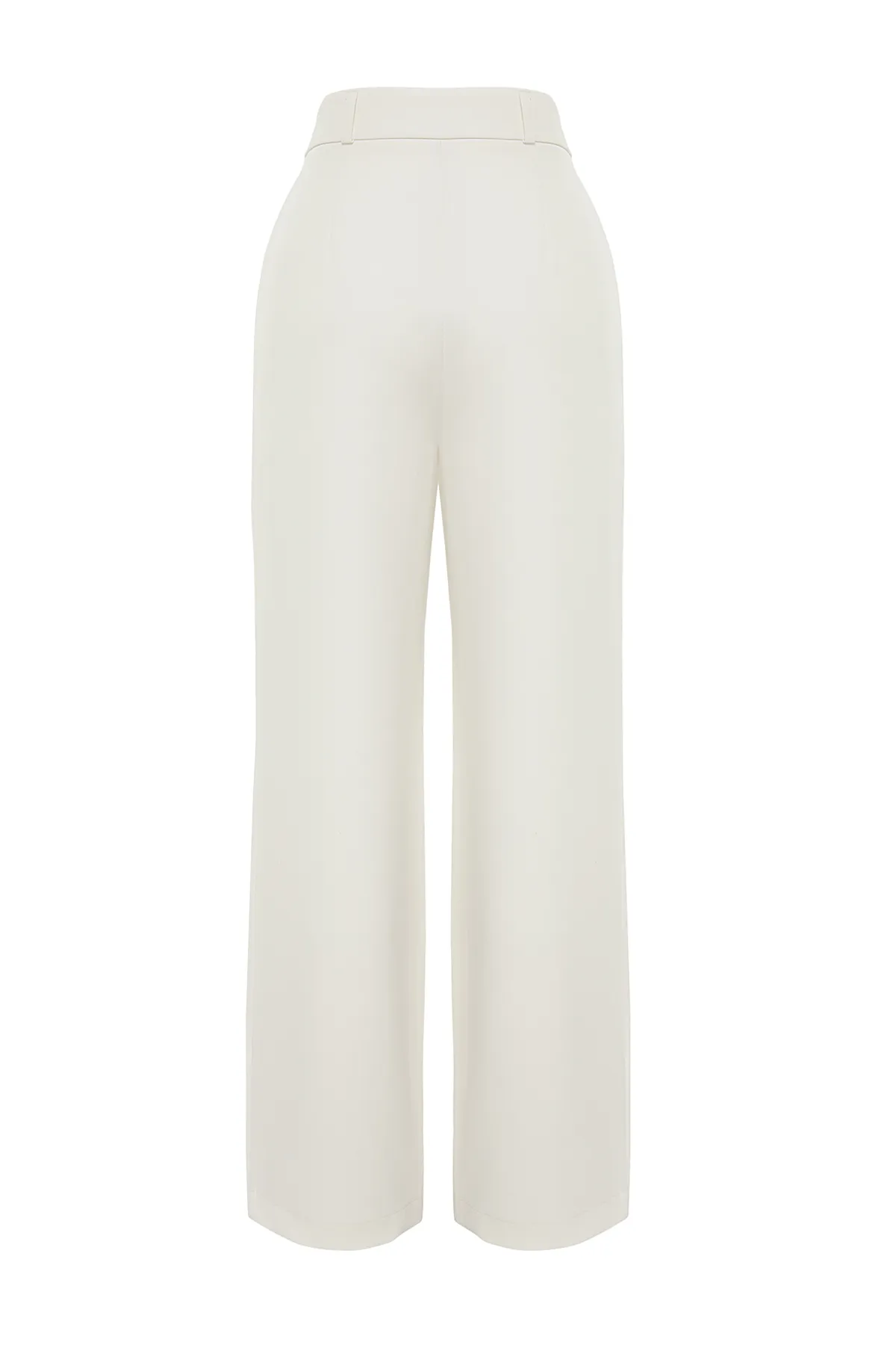 Trendyol Collection  Ecrufarbene, gewebte Hose mit hoher Taille und weitem Bein/Plissee mit weitem Bein TWOAW21PL0076