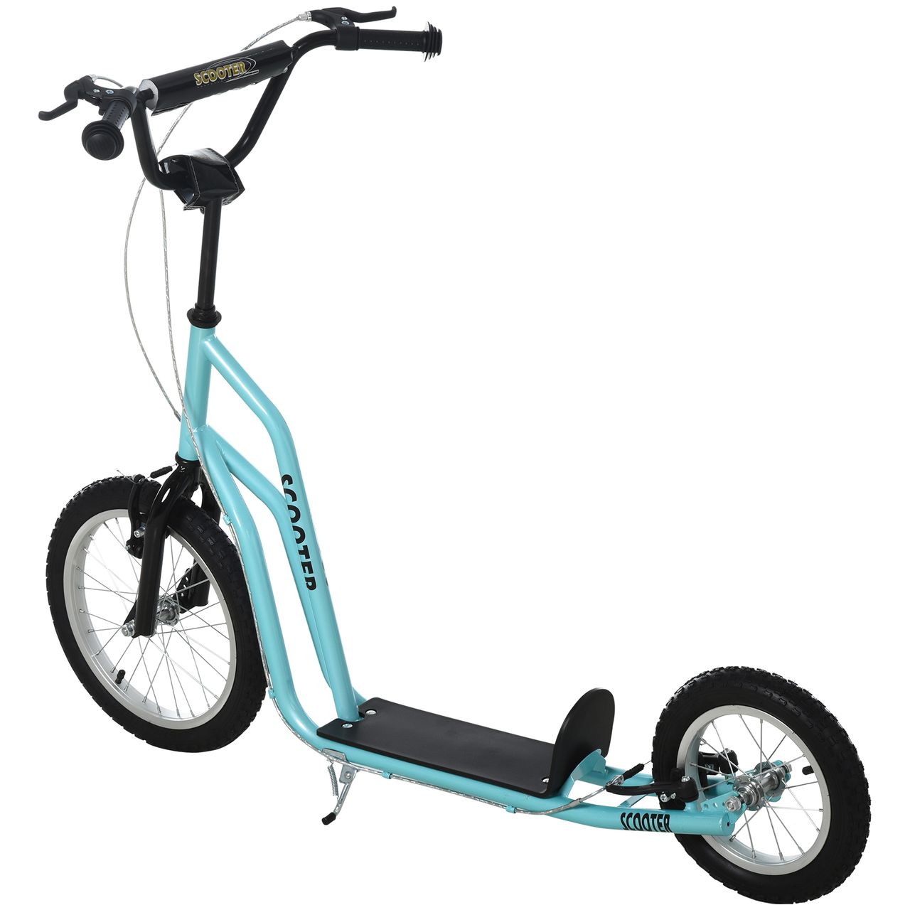 HOMCOM Kinderroller Scooter Tretroller Cityroller Kinder Roller Kickboard mit Luftreifen16/12 Zoll Blau 135 x 58 x 88-94 cm