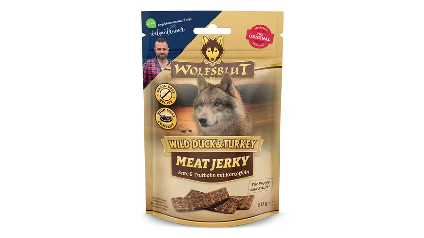 Wolfsblut Hundesnack Meat Jerky Wild Duck & Turkey 80 g