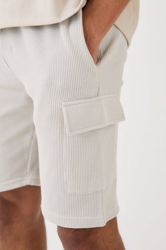 Slim-Fit Cargo-Shorts in Waffeloptik