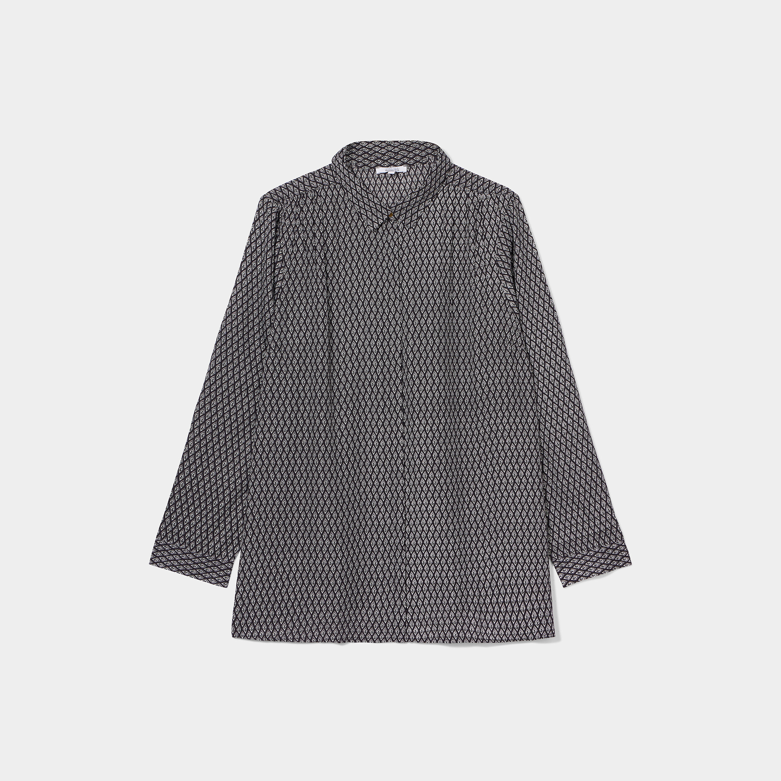 Chemise manches longues coupe ajustée noir femme grande taille | La Halle