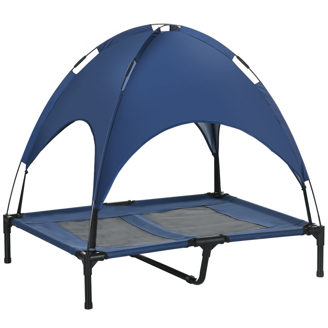 PawHut Haustierbett mit Baldachin Erhöhtes Hundebett Hundeliege outdoor Blau
