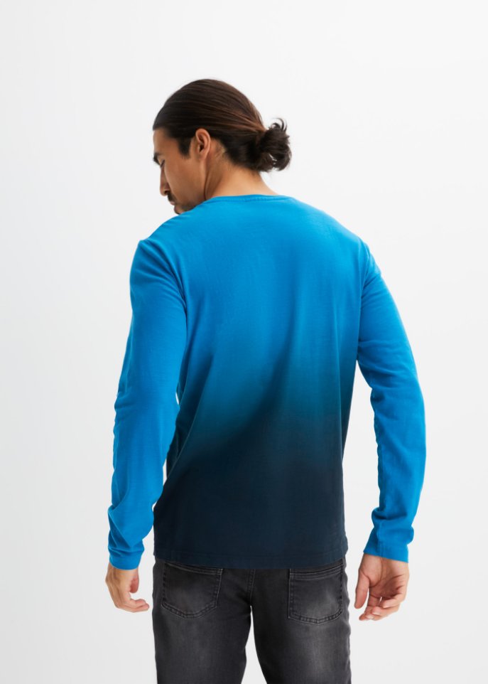 Langarmshirt mit Farbverlauf, Slim Fit