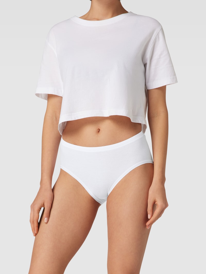 Slip mit Feinripp im 2er-Pack in weiß