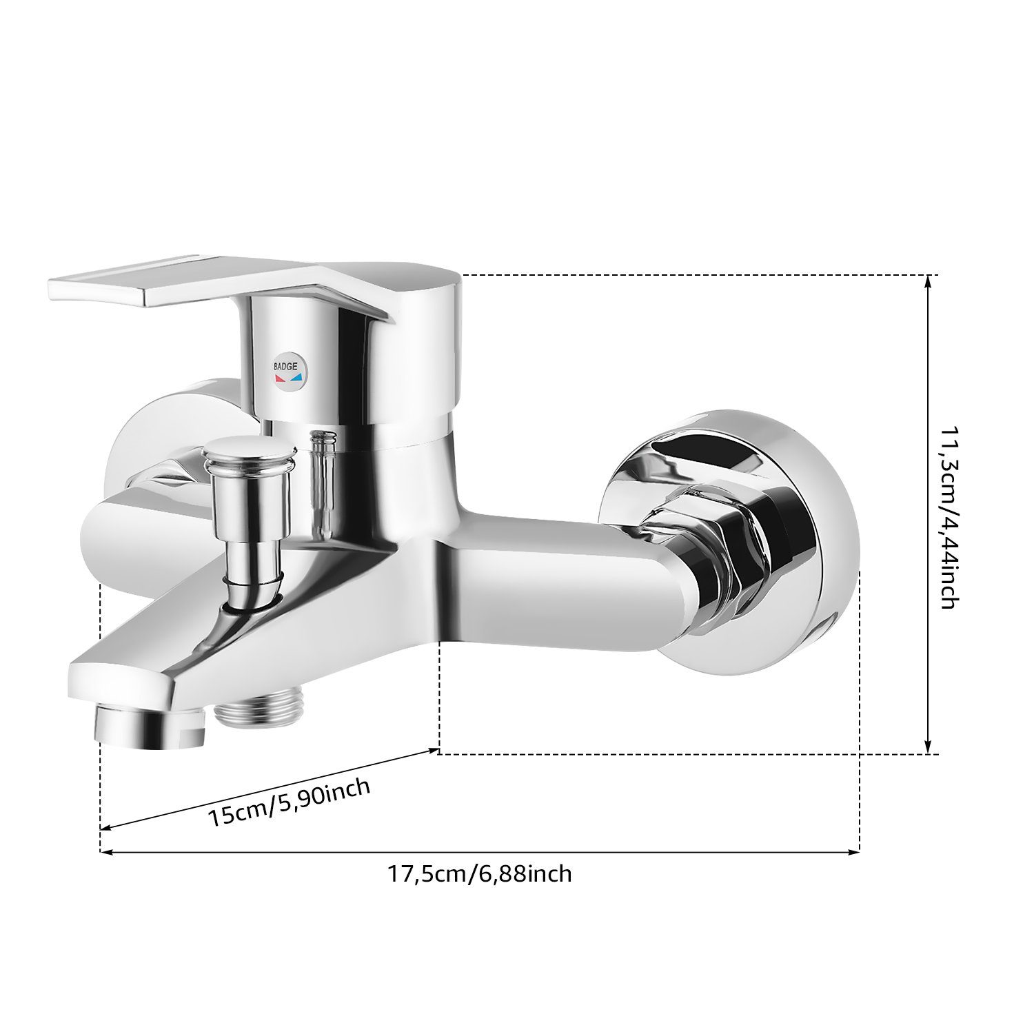 iscooter Wannenarmatur Badewannenarmatur, Wannenarmatur, Aufputz Badarmatur für 2 Funktionen automatische Umstellung für Badewanne und Dusche, Chrom