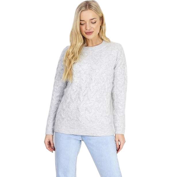 BRAVE SOUL Crew Neck Damen Strickpullover LK-544ORIGINAL GREY