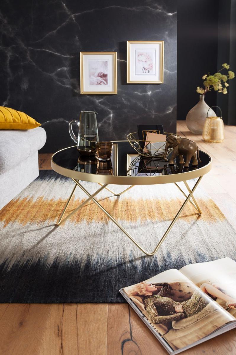 Wohnling Couchtisch DANA Ø 82 cm Schwarz / matt Gold