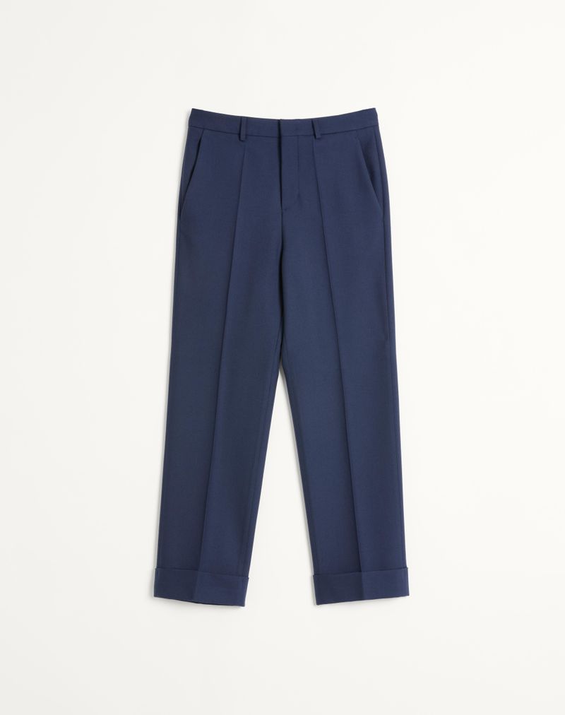 Wollen gabardinebroek met omslagen