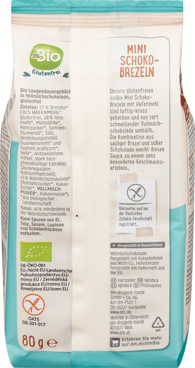 Mini Schoko-Brezeln, glutenfrei, 80 g