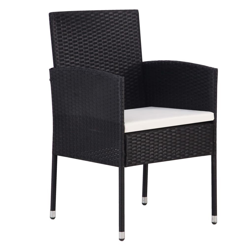 vidaXL Gartenstuhl Gartenstühle 2 Stk. Poly-Rattan Schwarz (2 St)