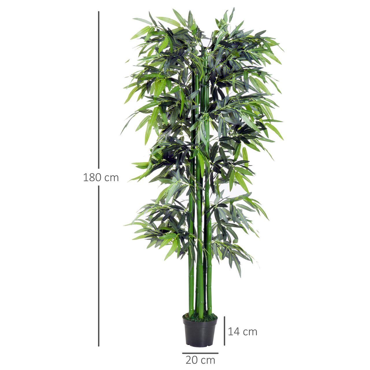Outsunny Künstliche Pflanze, 180 cm Kunstpflanze, Künstlicher Bambusbaum, Grün