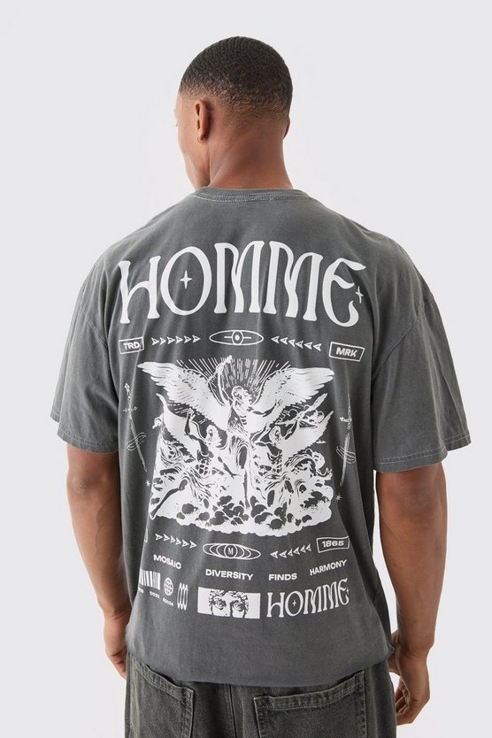 Kastiges T-Shirt mit Homme Renaissance-Print