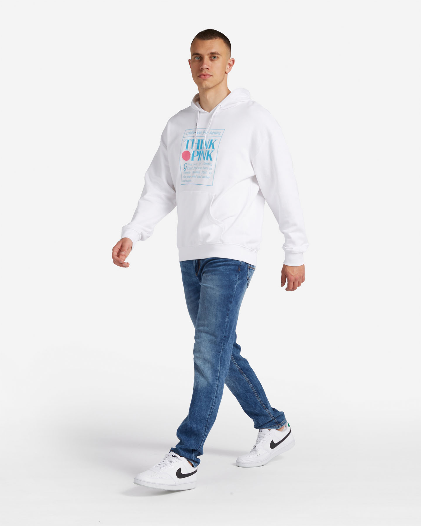 Mikina s kapucňou Felpa Think Pink Logo M TPM250S24-001/W007