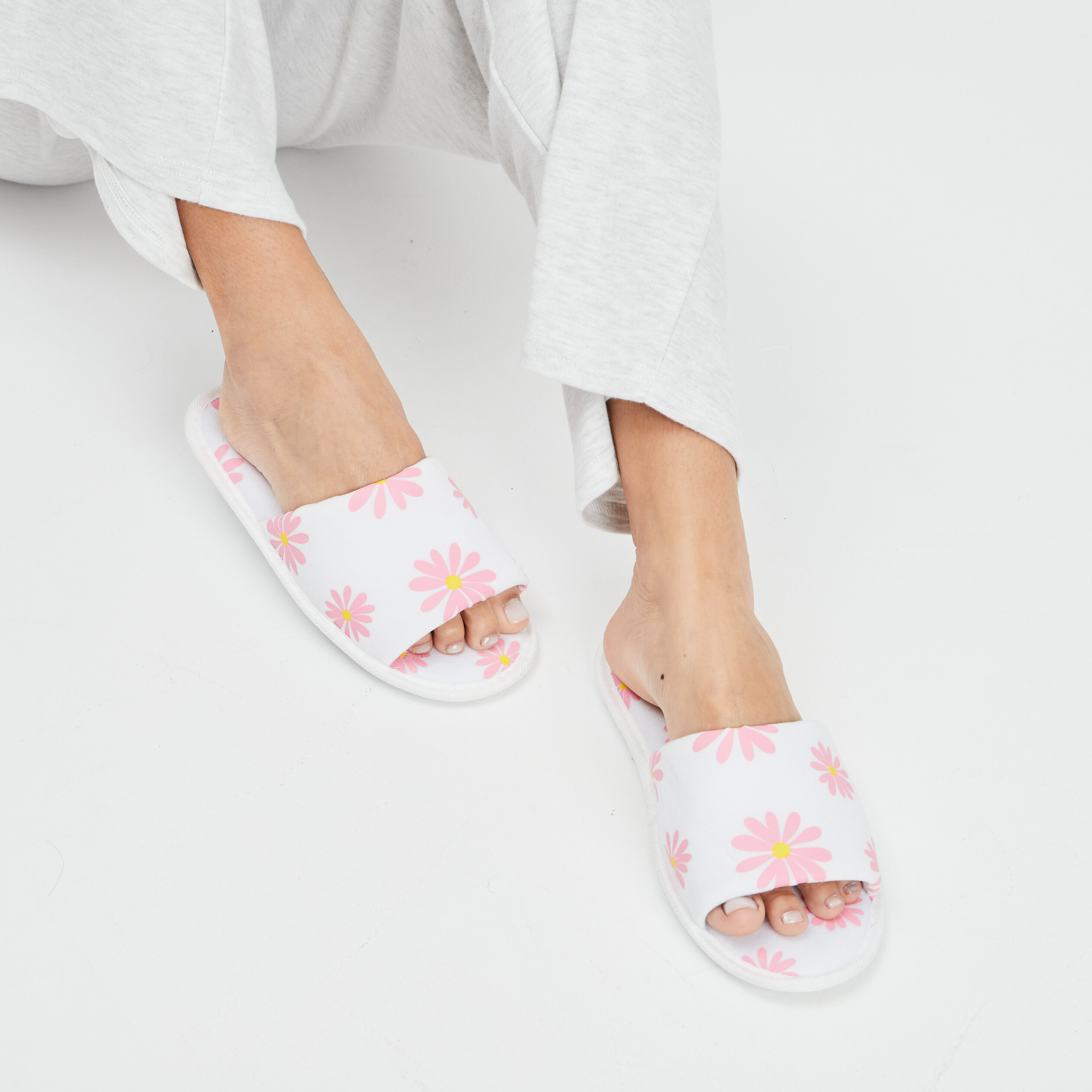 Chaussons mules blanc femme | La Halle