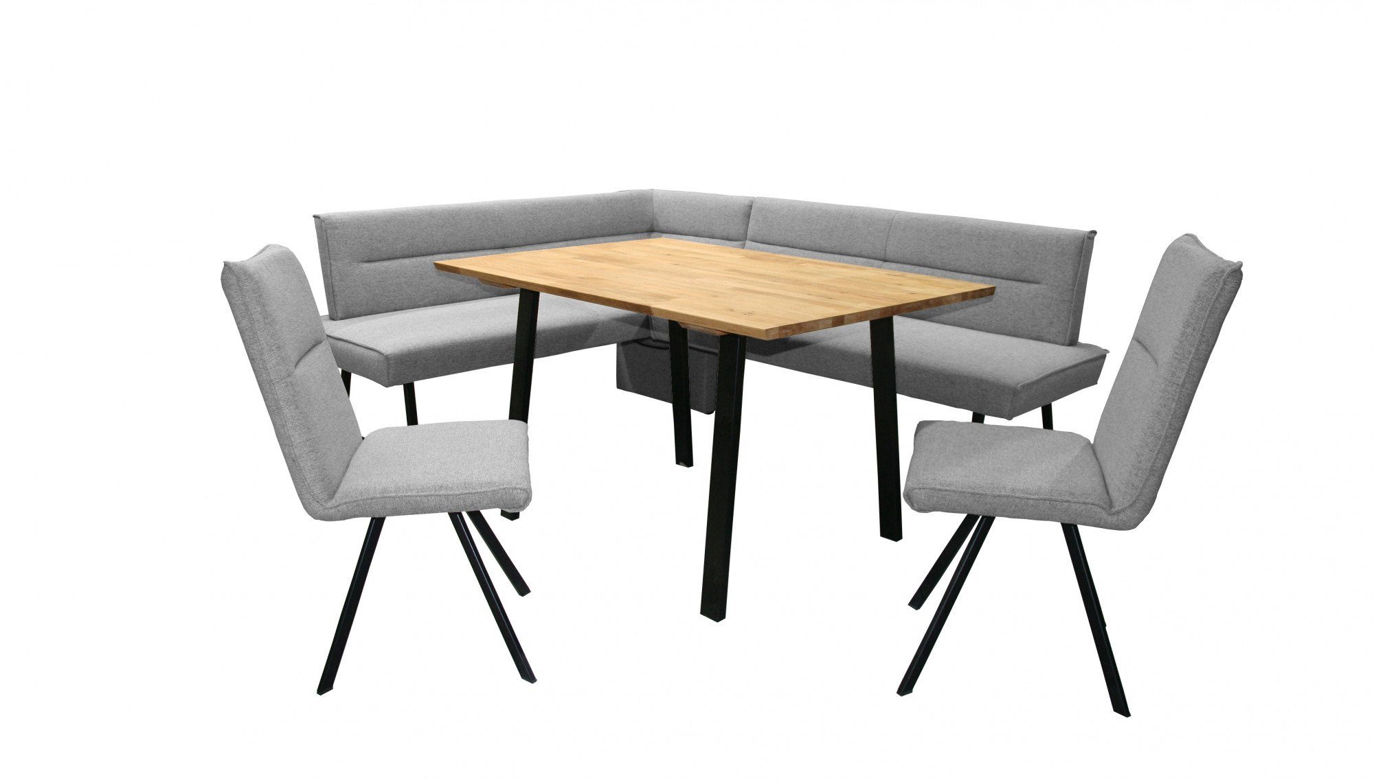 Home affaire Eckbankgruppe Sava, (Set, 4-tlg), Eckbank mit Wellenfederung im Sitz, Tisch Massiv Eiche