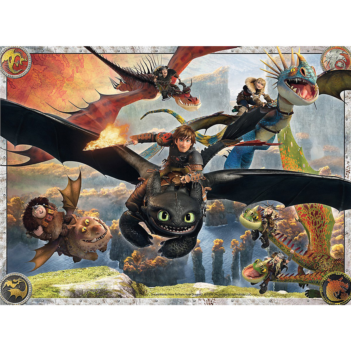 Puzzle, 150 Teile XXL, 49x36 cm, Dragons: Drachenzähmen leicht gemacht