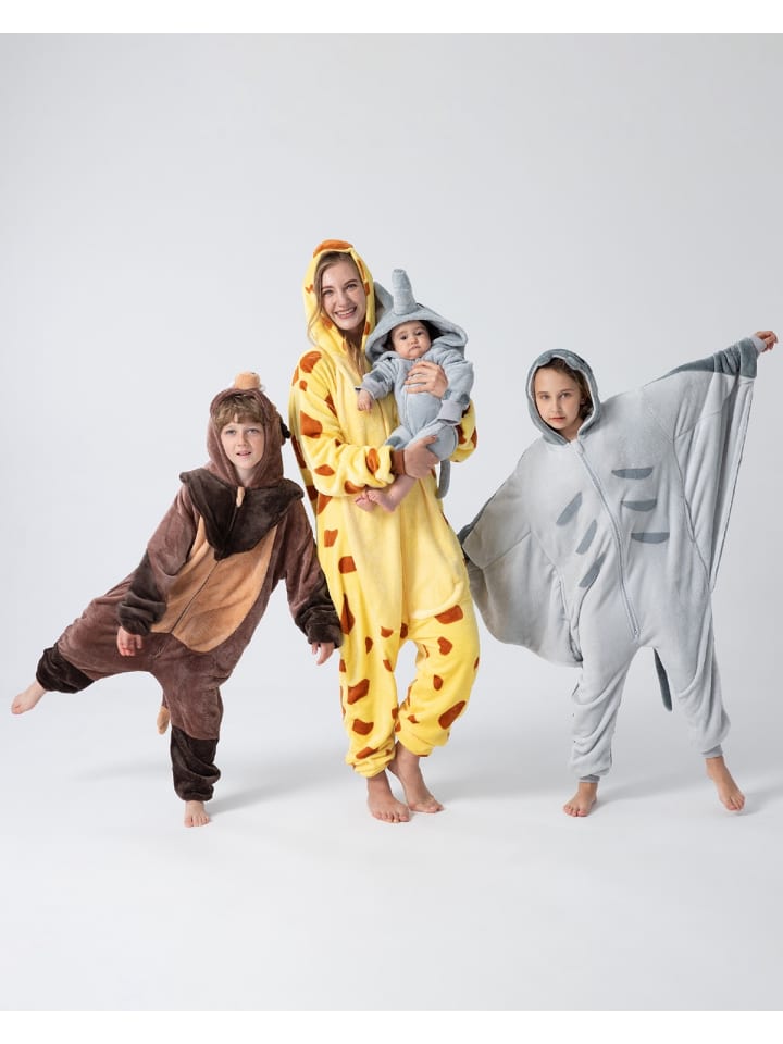 Corimori Flauschiges Manta Rochen-Kostüm für Erwachsene mit Haarreif | Kostüm Onesie in Grau günstig kaufen