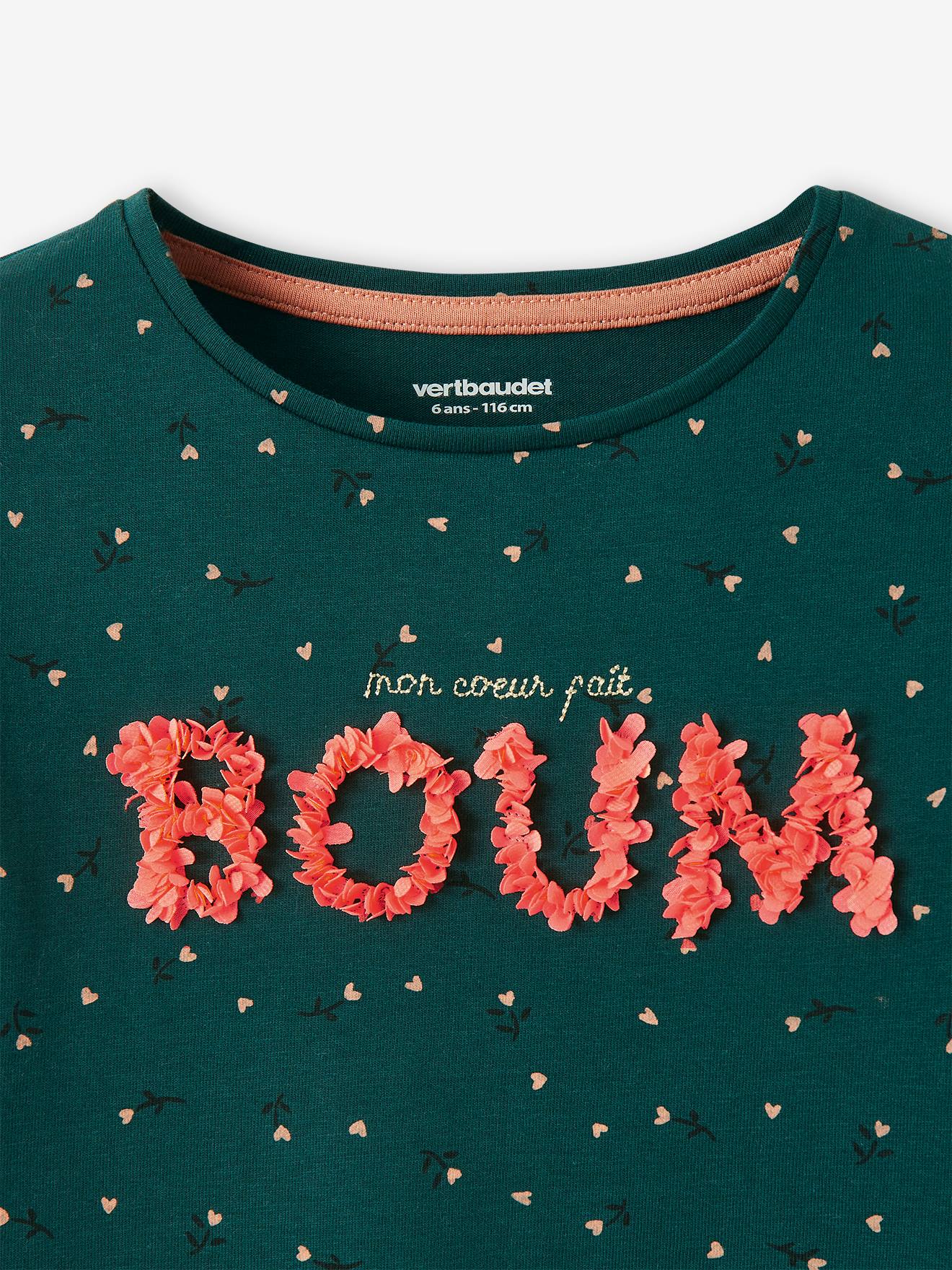 Vertbaudet Mädchen Shirt mit Reliefschrift - braun