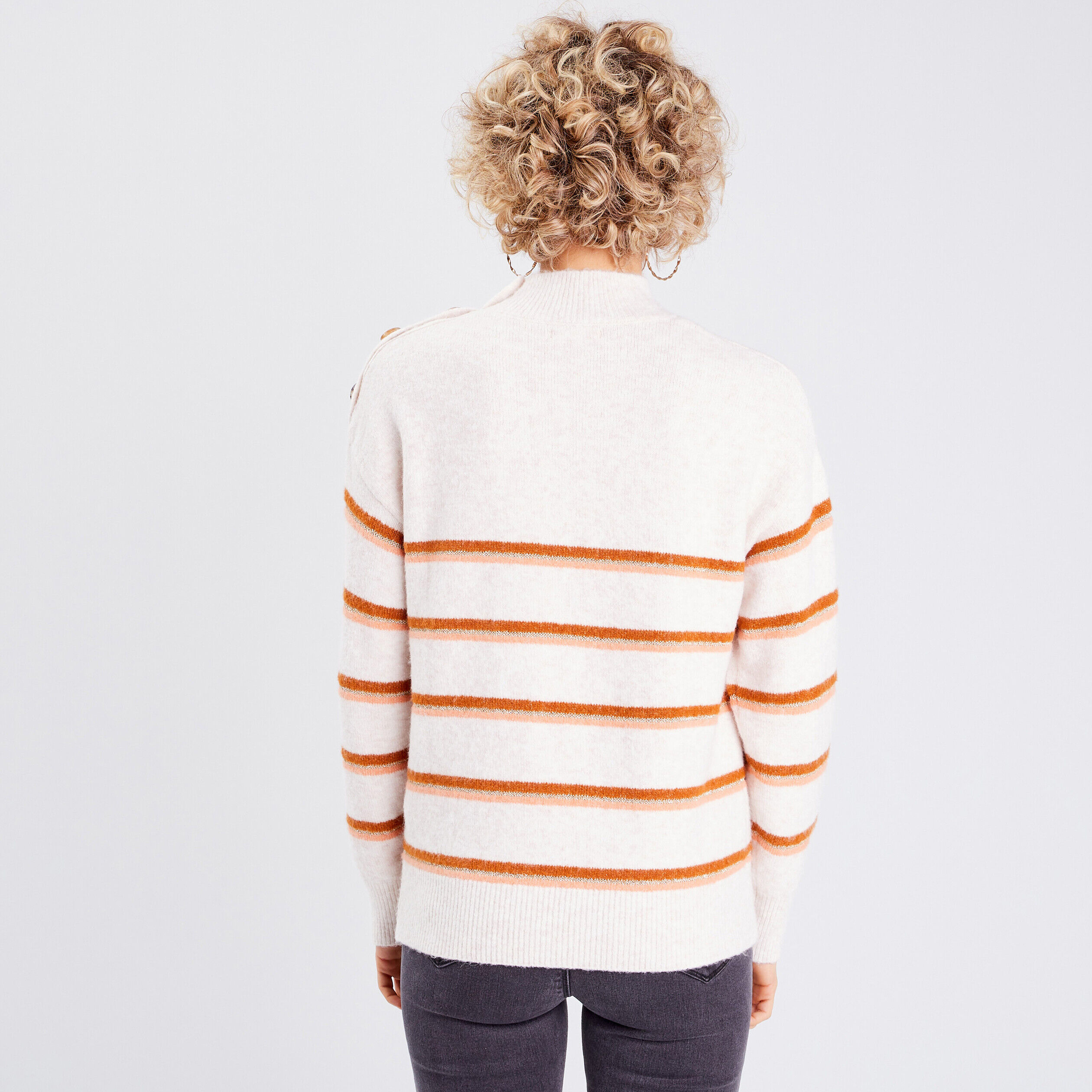 Pull avec col montant ecru femme | Cache Cache