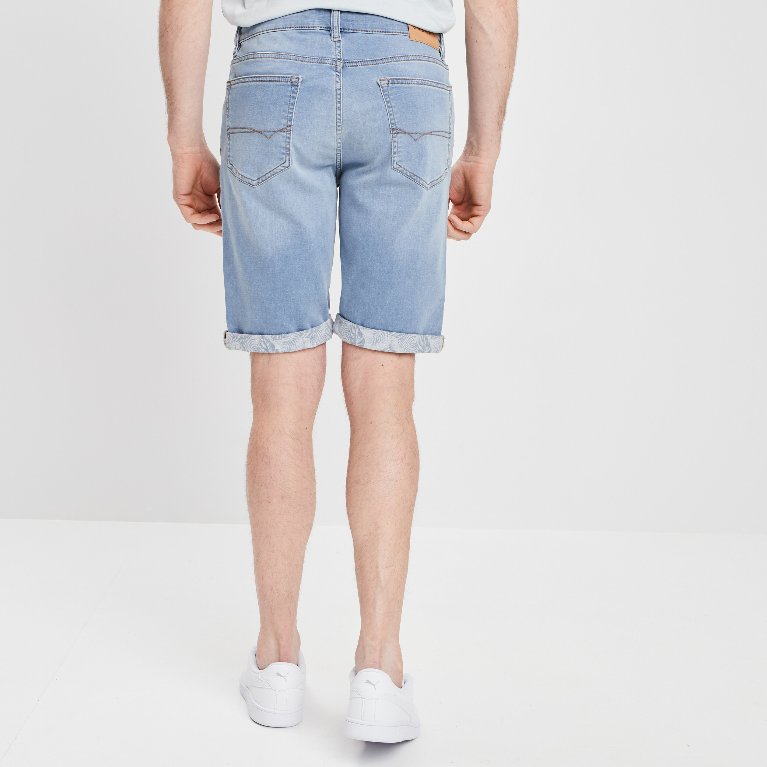 Bermuda straight en jean denim bleach homme | La Halle