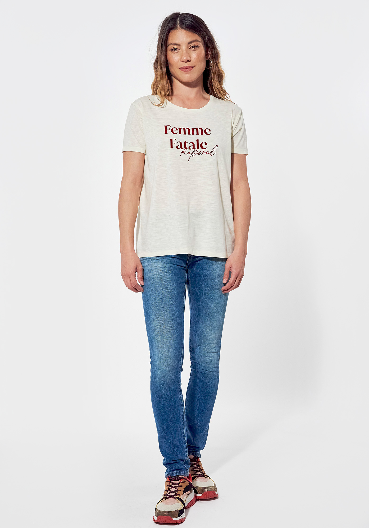 DAME   T-shirt régular blanc chiné Femme imprimé FEMME FATALE Kaporal