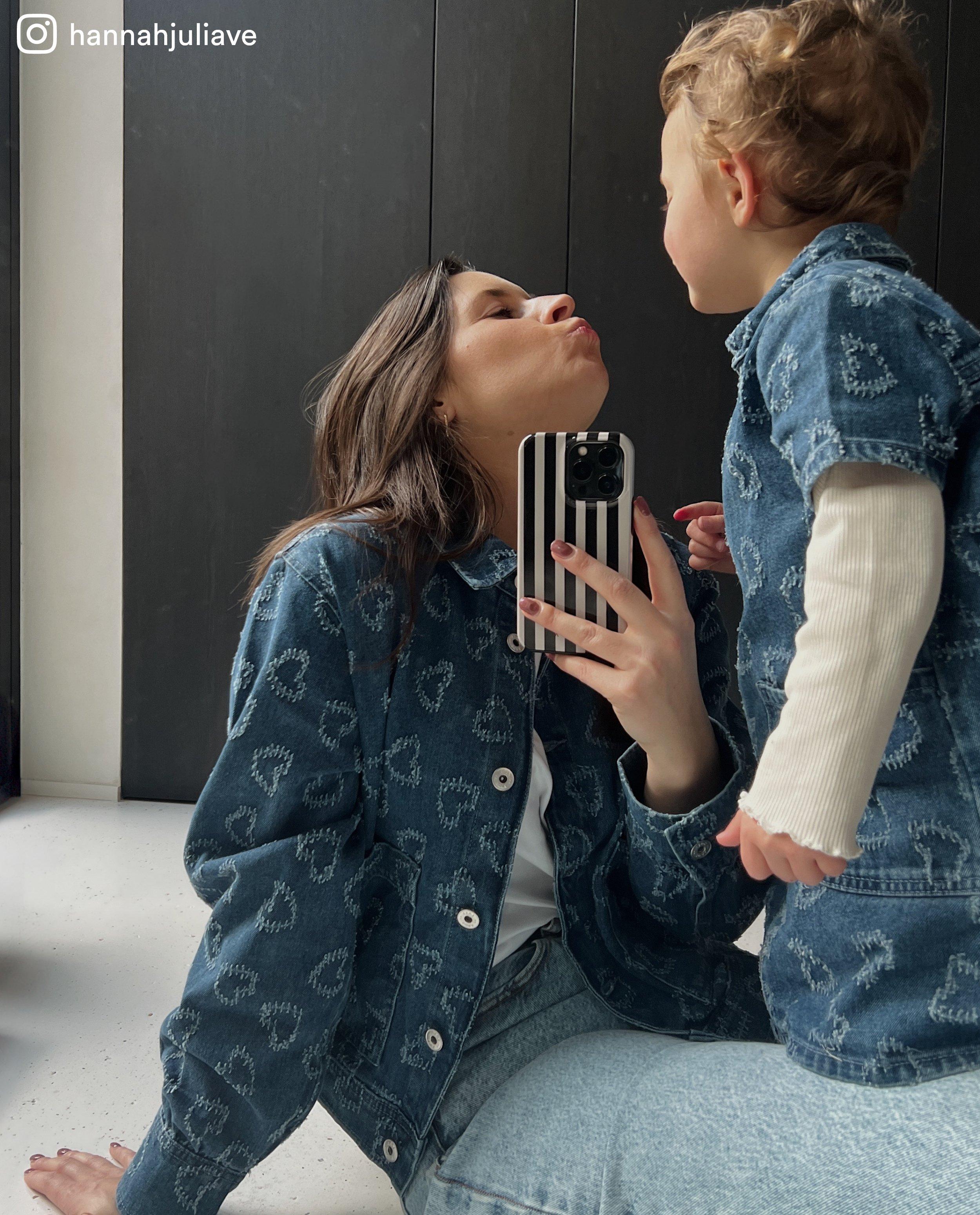 Sora Blue farmermellény szívmintával, kék
