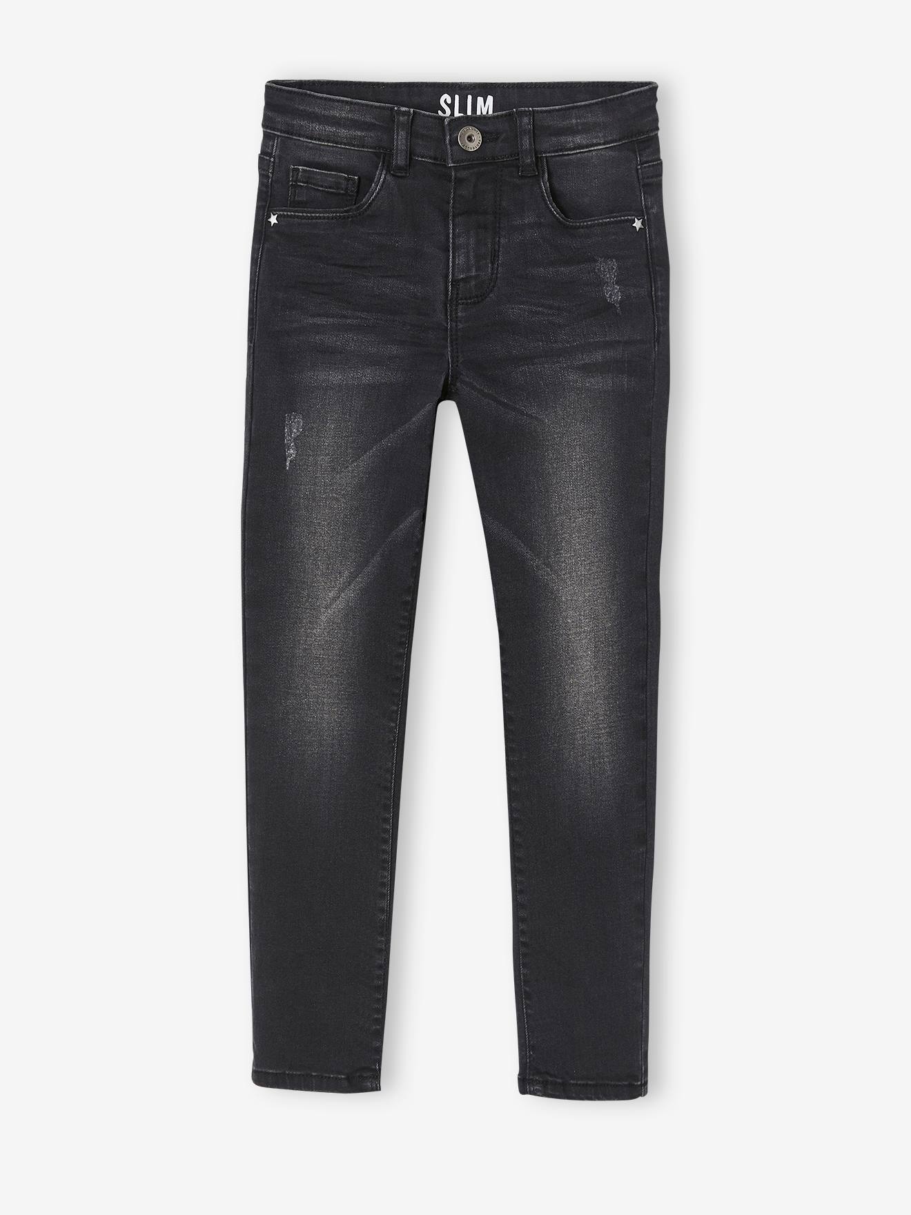 Vertbaudet Mädchen Slim-Fit-Jeans WATERLESS, Hüftweite REGULAR - dark blue