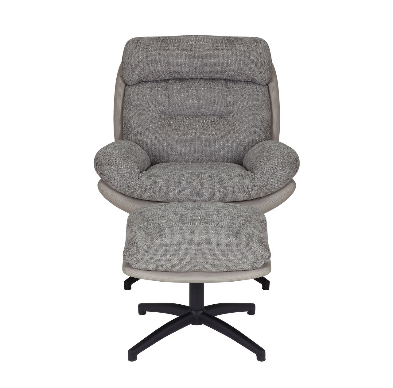 Better Home gepolsterter Drehsessel Relaxsessel mit Hocker, hellgrau
