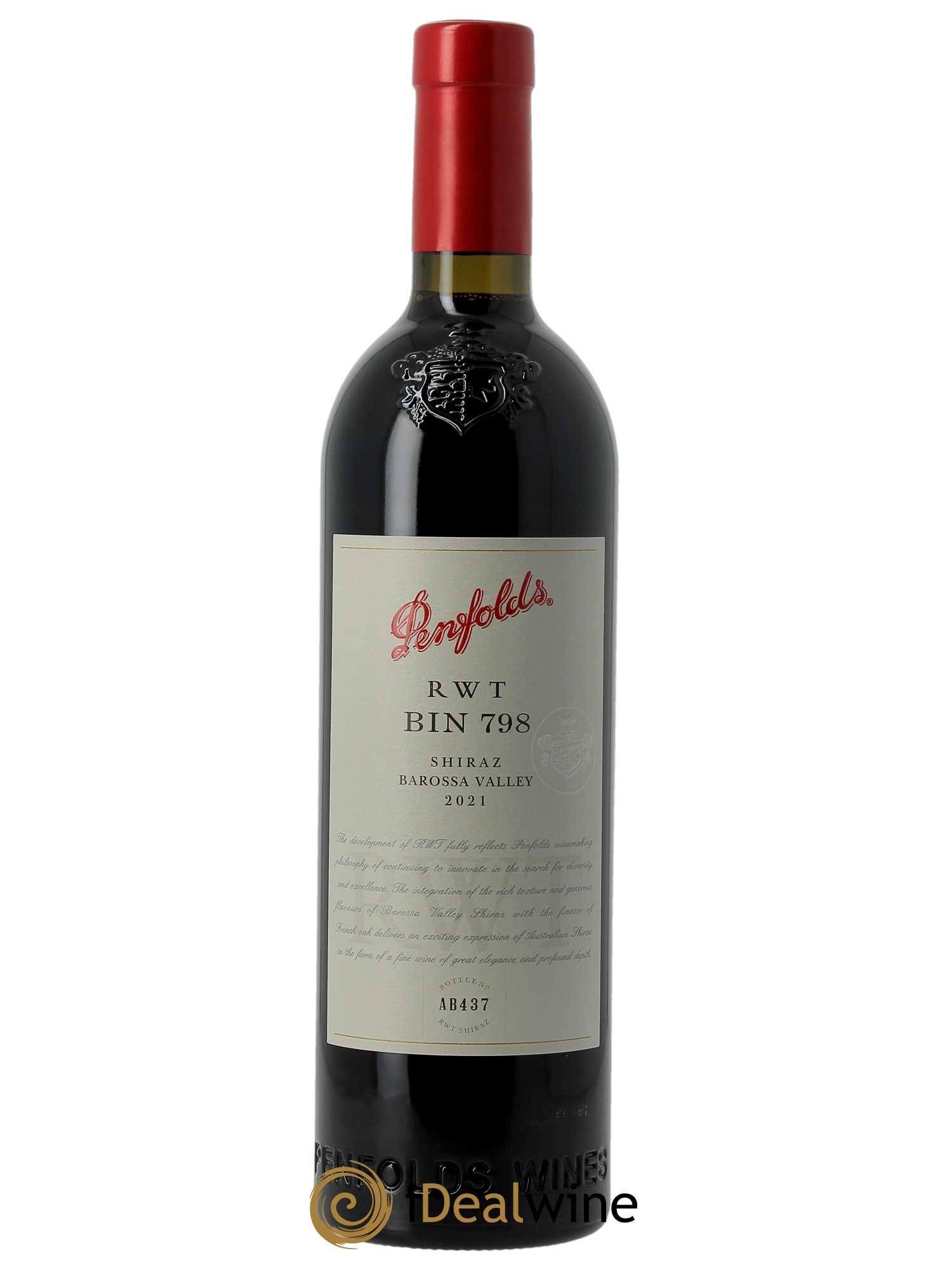 Barossa Valley Penfolds Wines RWT Bin 798 Shiraz (CBO à partir de 6 BTS) 2021 - Lot de 1 Bouteille