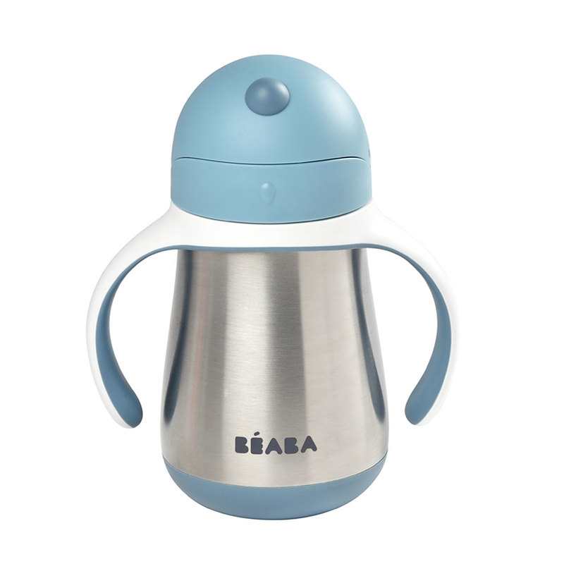 Tasse en inox avec paille 250 ml bleu Beaba