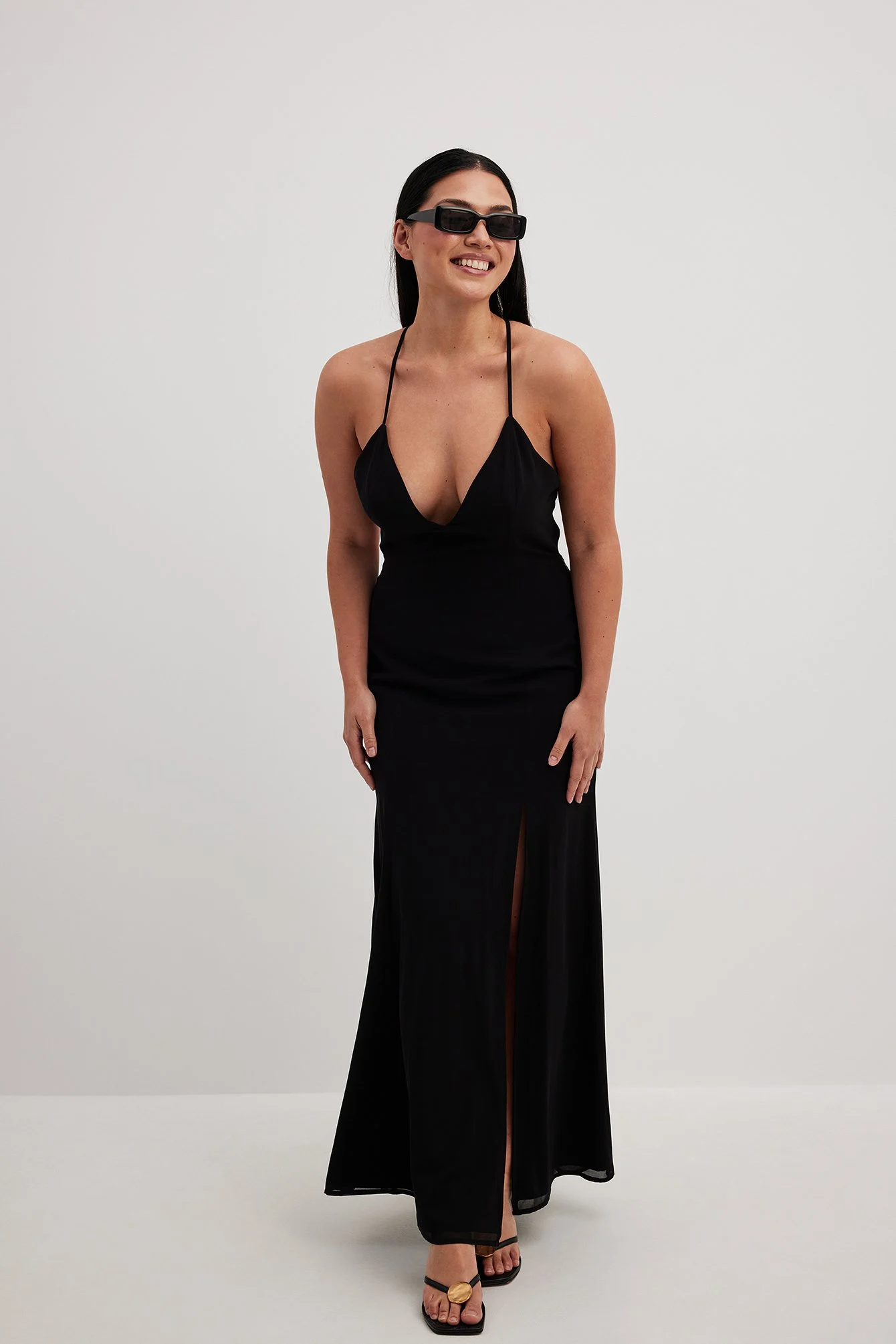 Chiffon-Maxikleid mit Riemenrücken