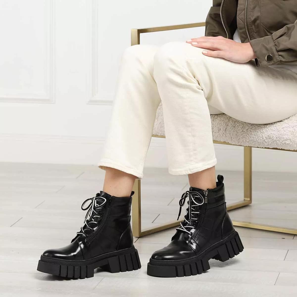 STEVEN MADDEN Stiefeletten schwarz Schnürstiefel