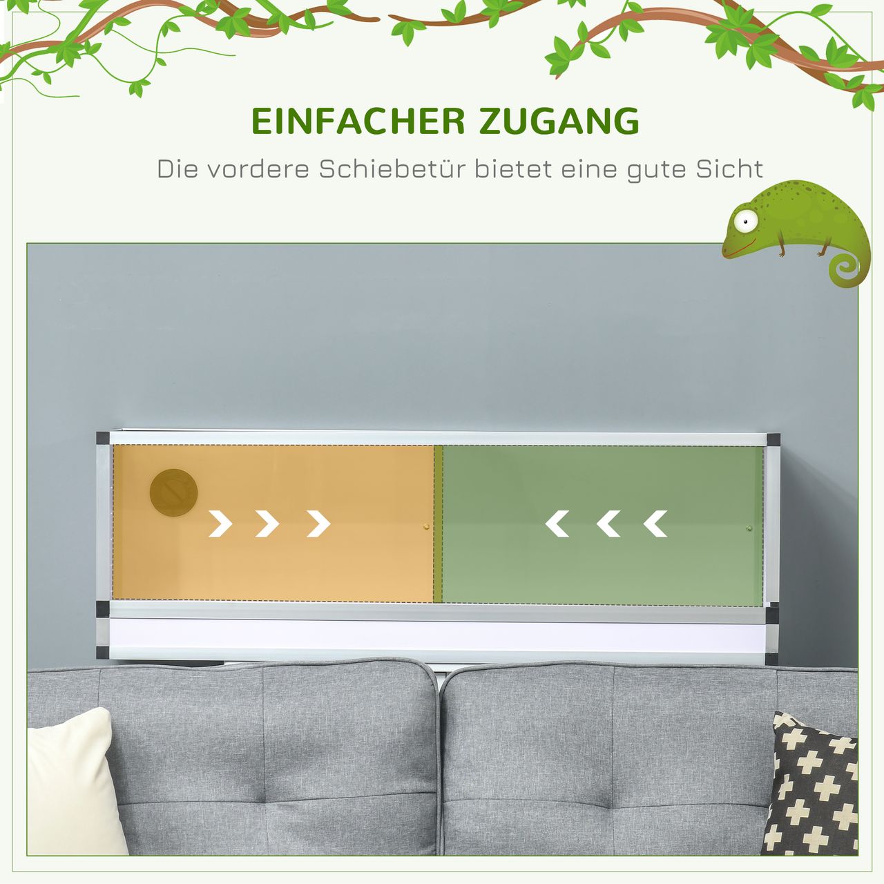 PawHut Terrarium aus Aluminium für Reptilien Amphibien Reptilienzuchtbox Schwarz