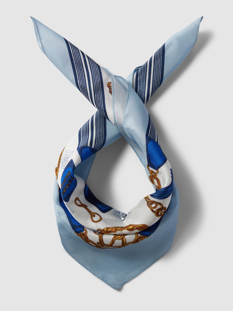 Tuch mit Label-Print in hellblau