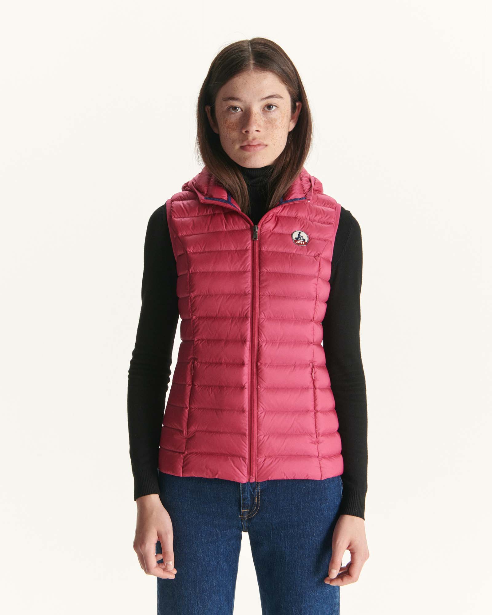 Doudoune légère à capuche sans manches Rose cerise Mali