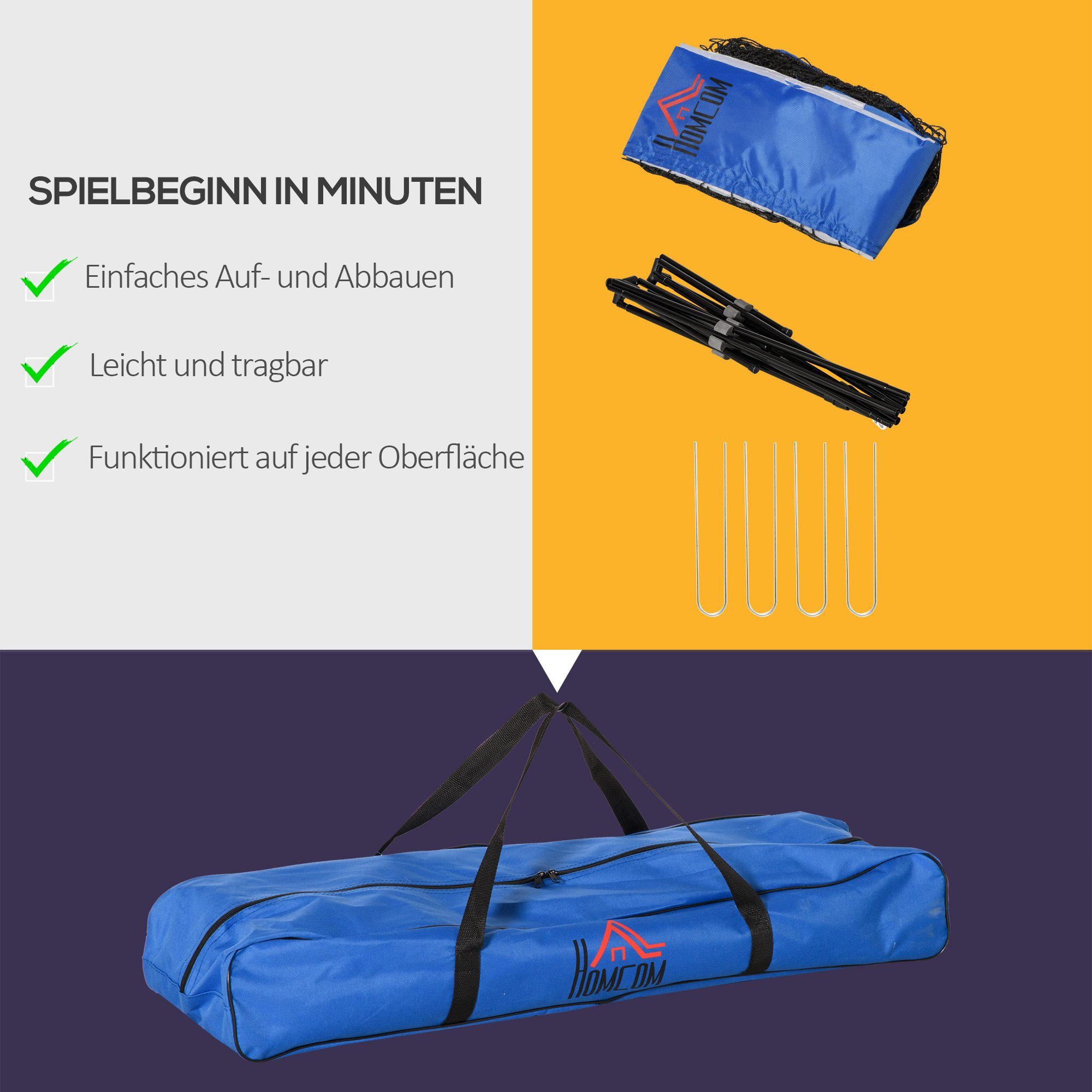HOMCOM Badmintonnetz Badmintonnetz