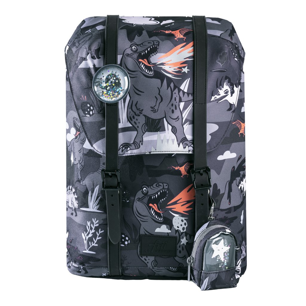 Frii of Norway Ergonomischer Schulrucksack 22L Dinosaur Schwarz