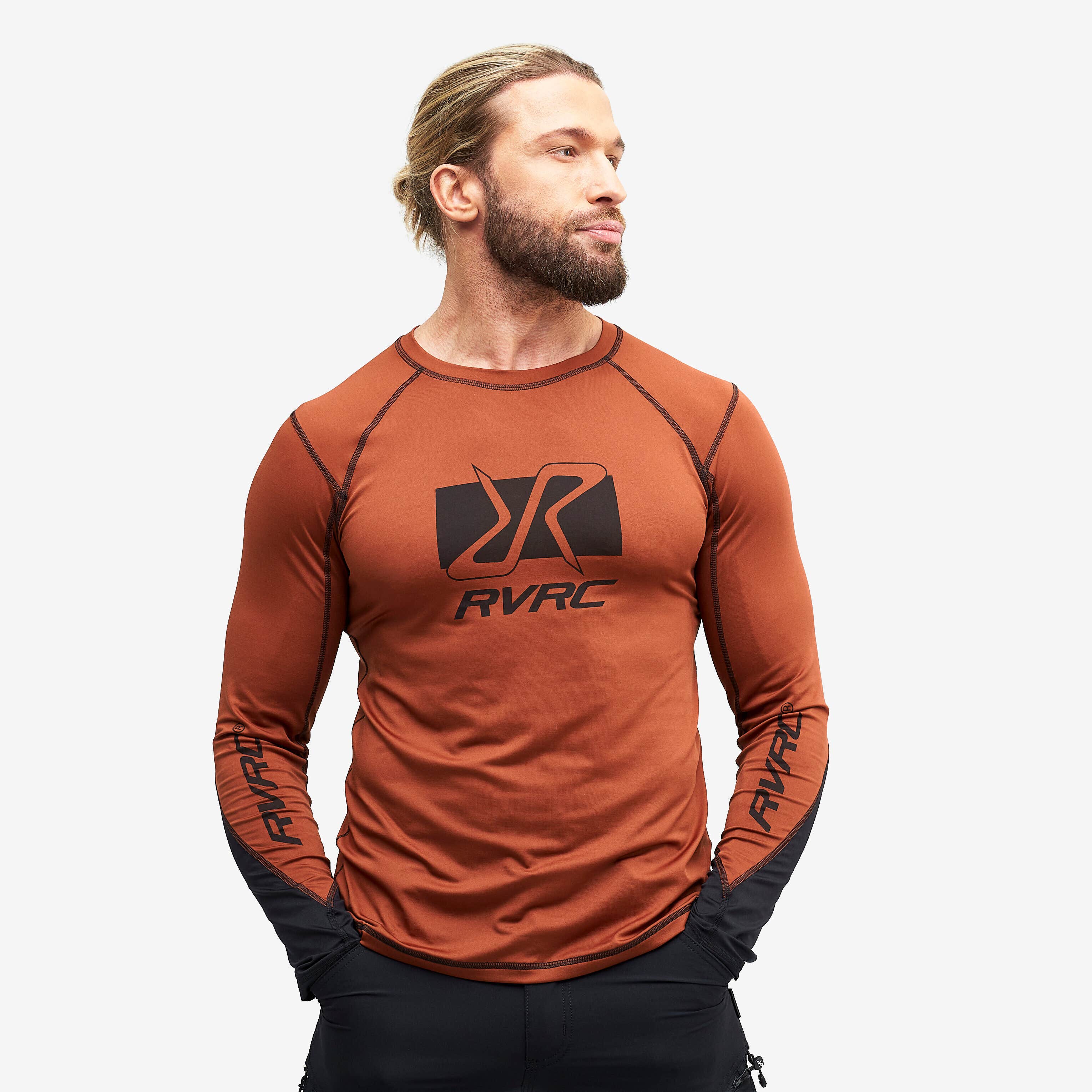 Trail Long Sleeve Tee Homme Rusty Orange