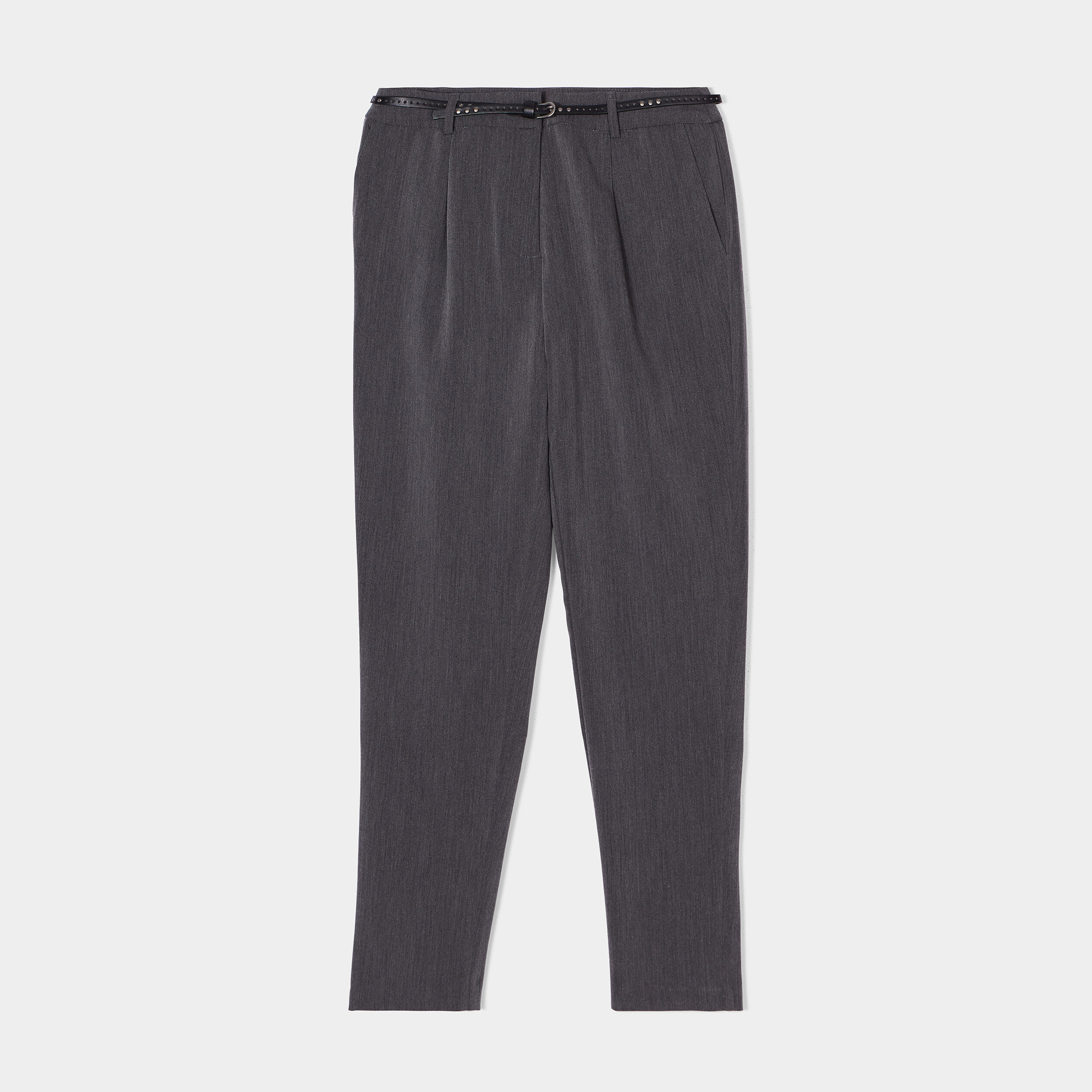 Pantalon carotte ceinturé 7 8ème gris foncé femme | La Halle