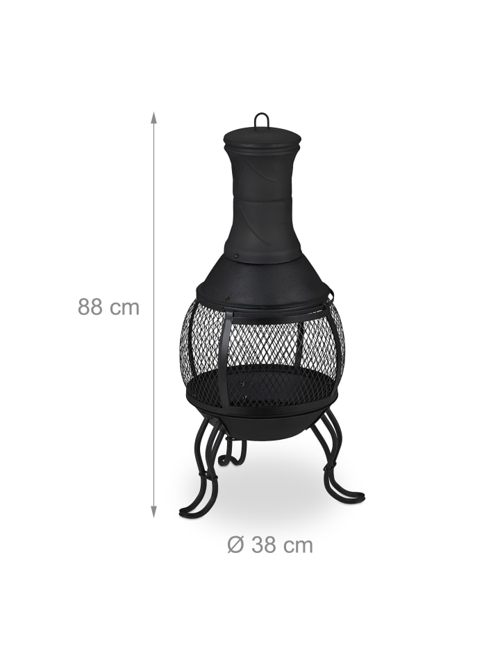 relaxdays Terrassenofen in Schwarz - (H)88 x Ø38 cm günstig kaufen onesize