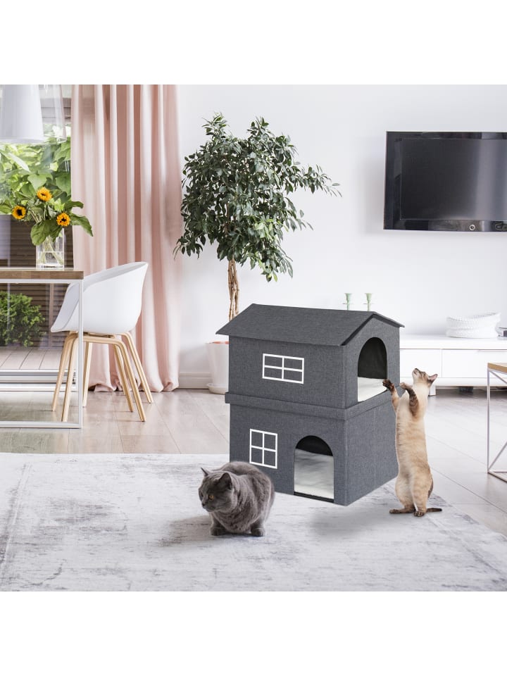 relaxdays Katzenhaus in Dunkelgrau günstig kaufen onesize