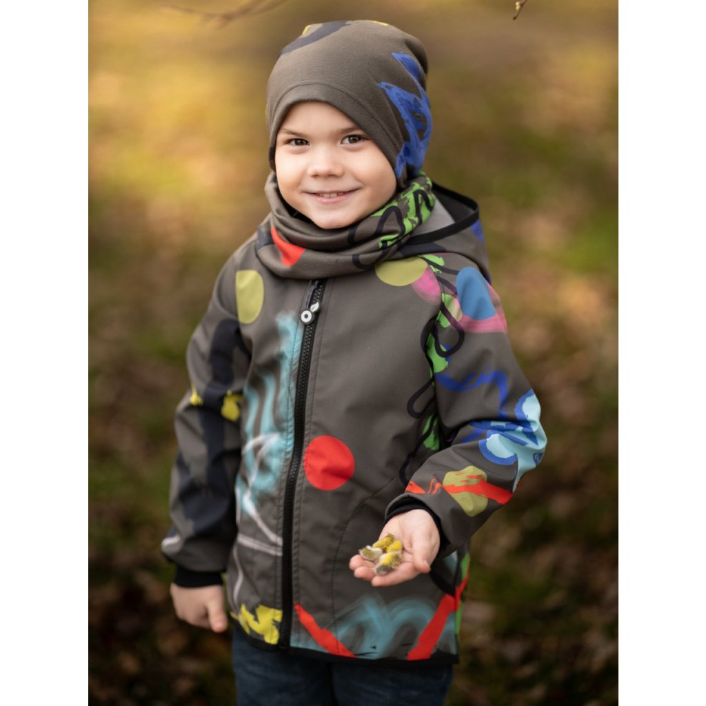 Unuo Kinder-Softshelljacke mit Fleece Fantasie Khaki