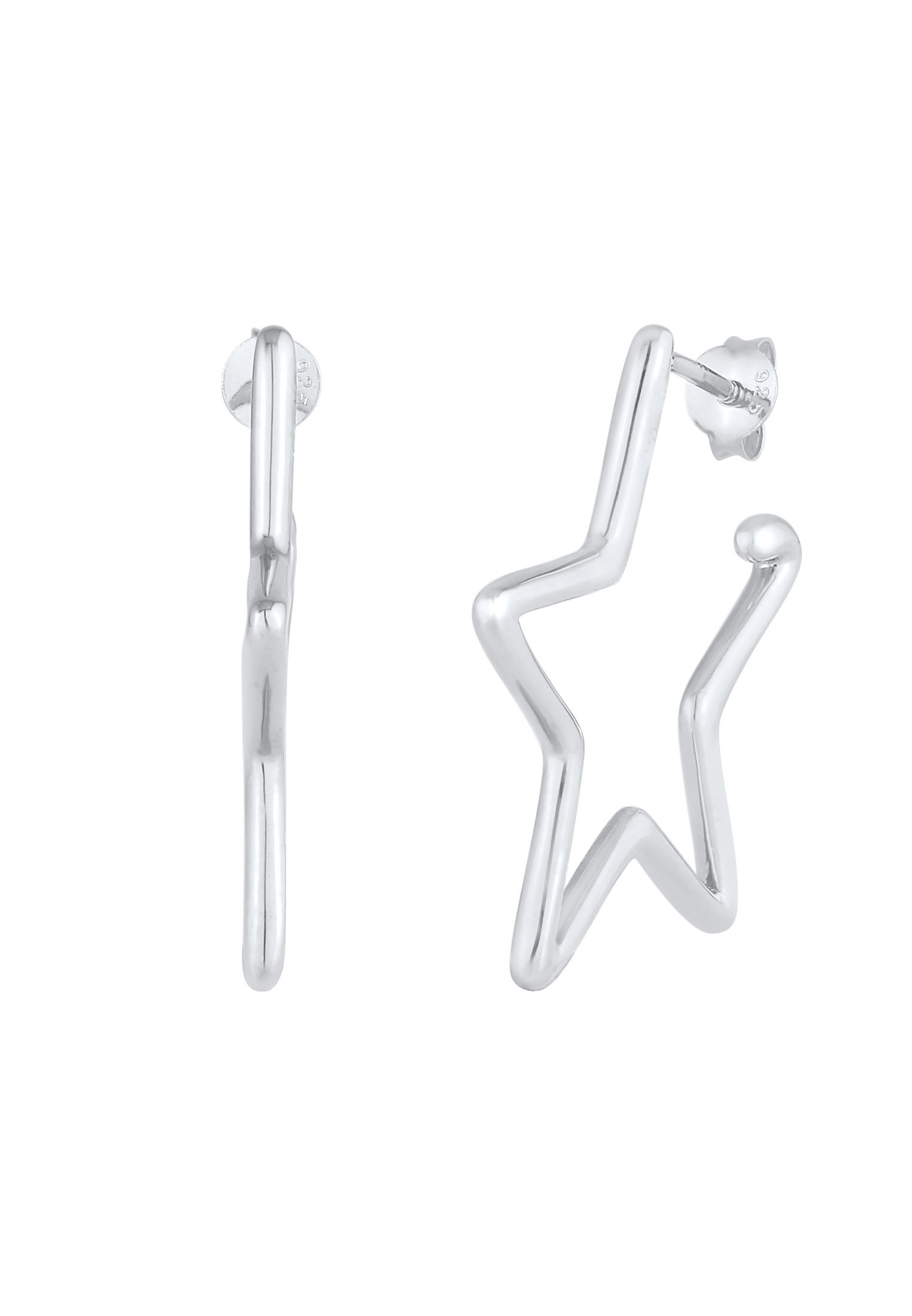 Pendientes Elli Ladies Creole Star Astro Playful Filigree en plata de ley 925