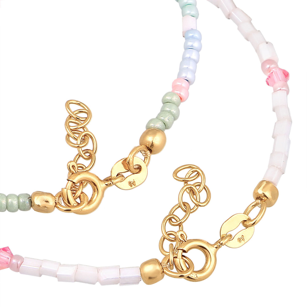 Elli Elli Bracelet Enfants perles de verre pastel set de 2 en argent sterling 925 plaq Bracelet