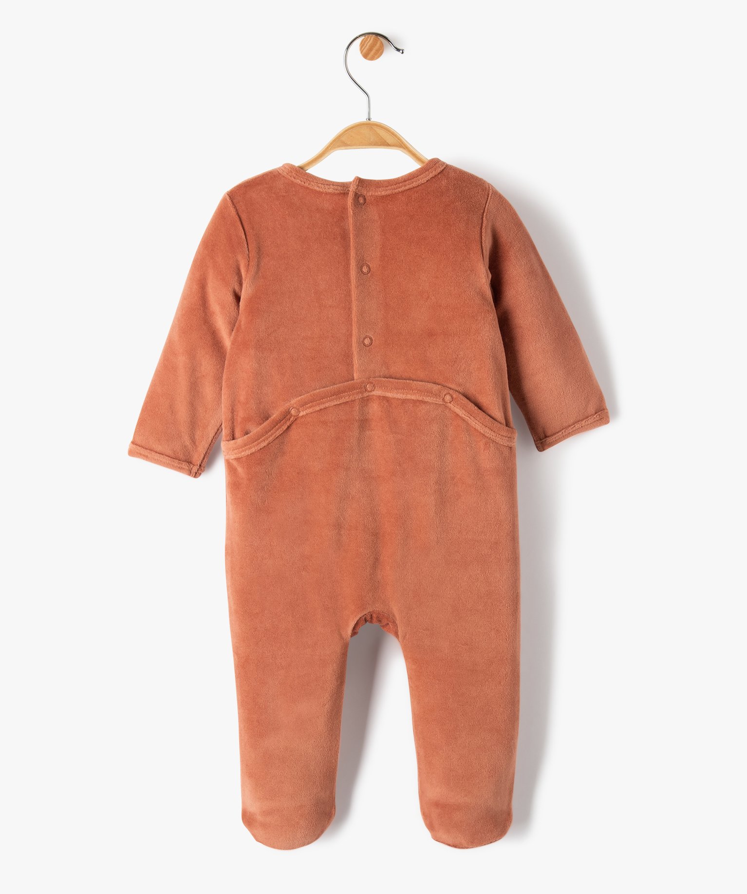 Pyjama bébé fille en velours à message rose fonce | GEMO
