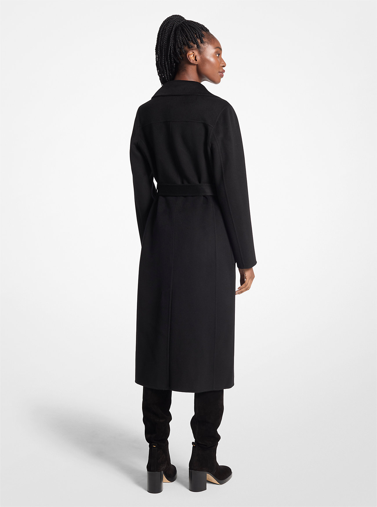 Trenchcoat i ullblanding - SVART