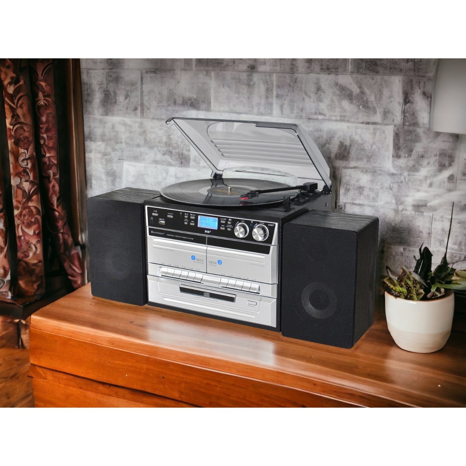 Soundmaster MCD5550SW Stereoanlage DAB Kassette BT CD USB MP3 Plattenspieler Kompaktanlage