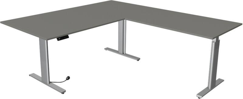 Kerkmann Move 3 L-förmig Elektrisch Höhenverstellbar Sitz-Stehschreibtisch Graphit, Silber 2.000 x 2.200 x 1.200 mm