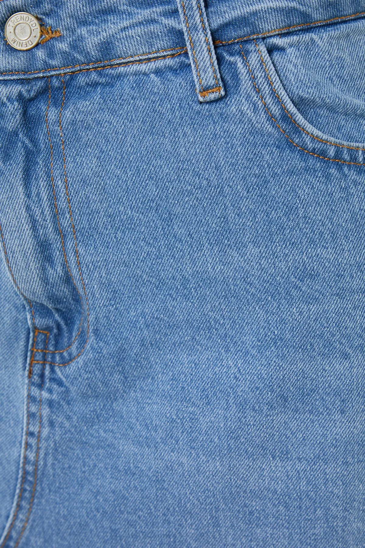 Trendyol Curve  Hellblauer Bleistift-Jeansrock mit hoher Taille TBSSS23AZ00006